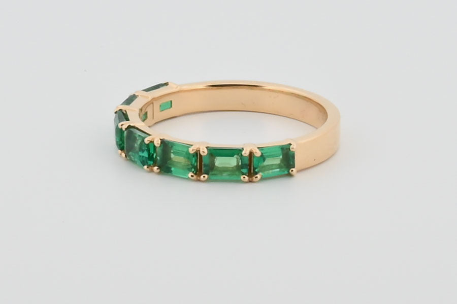 Three-Quarter 2ctw Lab Grown Emerald Wedding Band
