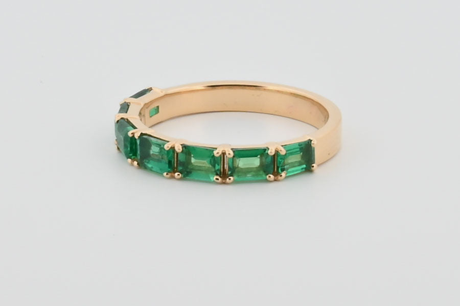 Three-Quarter 2ctw Lab Grown Emerald Wedding Band