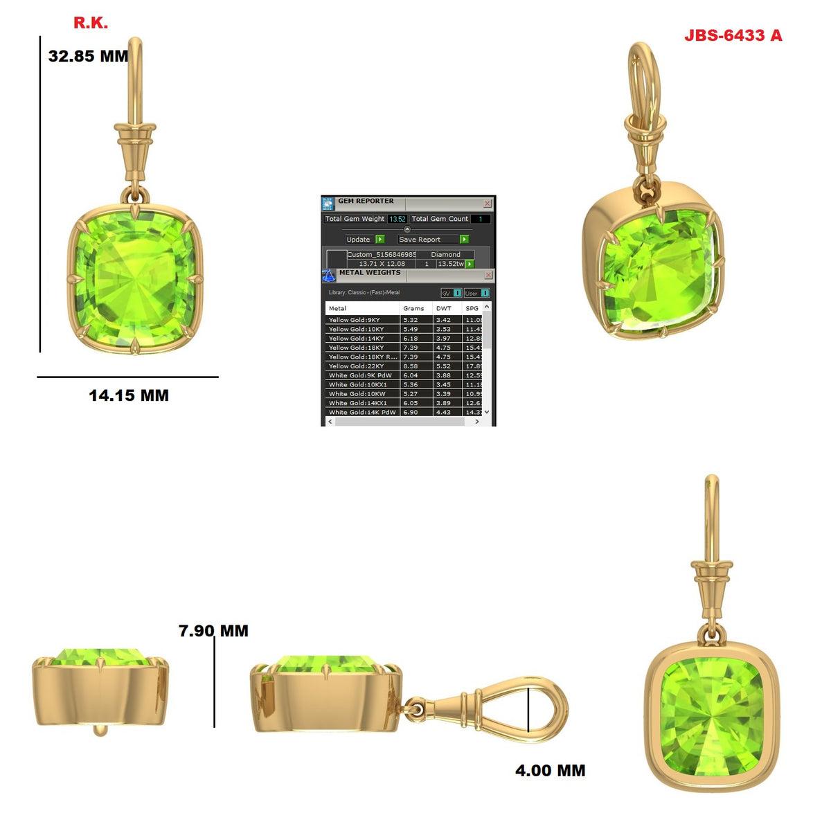 Custom Ring Order - Tami Pendant Peridot
