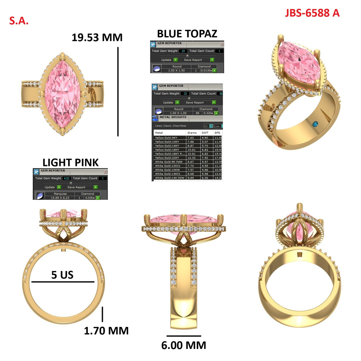 Custom Ring Order Hailey Pink Marquise