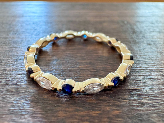 Marquise and Round Eternity Band with Alternating Round and Lab Grown Marquise Diamonds