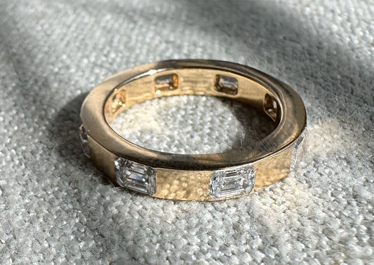 Chunky Gold & Emerald Diamond Band – 1.11ctw  Lab Grown Diamond | 3.55mm