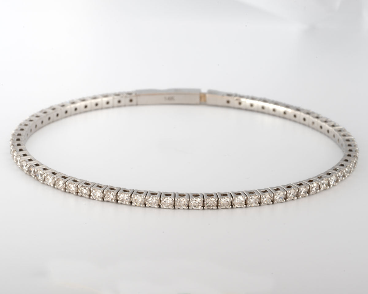 3 Ctw Lab Diamond 14K White Gold Full Flex Bangel