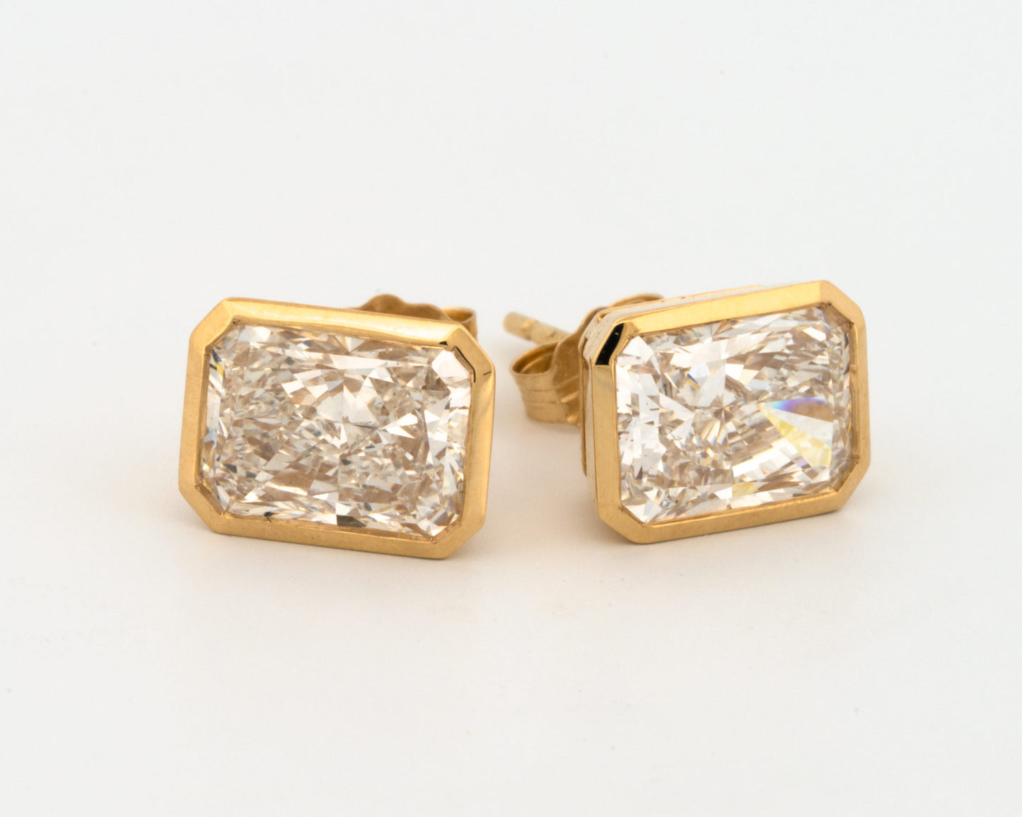 4.0ctw Radiant Lab Grown Diamond 10k Bezel-Set Earrings