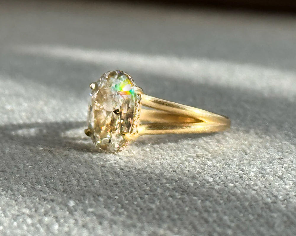 The Maggie - Split Shank Vintage-Inspired Ring with a Hidden Halo Lab Grown Diamond