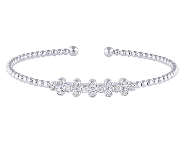 1/2 ctw Natural Diamonds Flexi Bangle Petals Bracelet