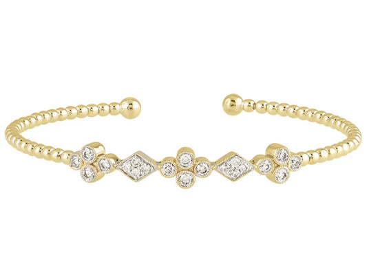 3/4 ctw Natural Diamonds Flexi Bangle Diamond and Petal Bracelet