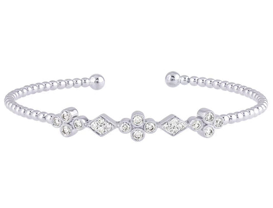 3/4 ctw Natural Diamonds Flexi Bangle Diamond and Petal Bracelet