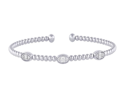 1/4 ctw Natural Diamonds Flexi Bangle Oval Bracelet