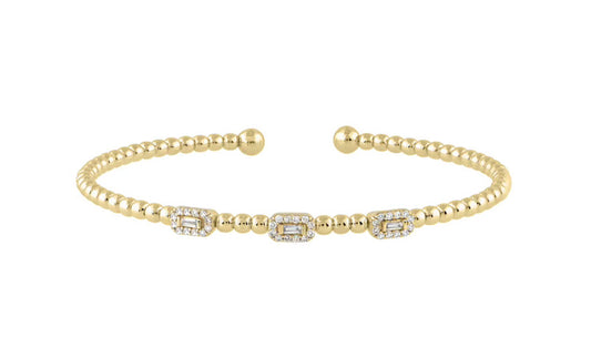 1/4 ctw Natural Diamonds 3 cluster Flexi Bangle Bracelet