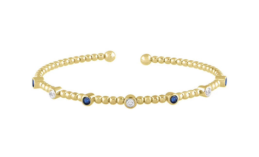 1/4 ctw Natural Diamonds with 3/8 ctw Rubys OR Sapphires Flexi Bangle Bracelet