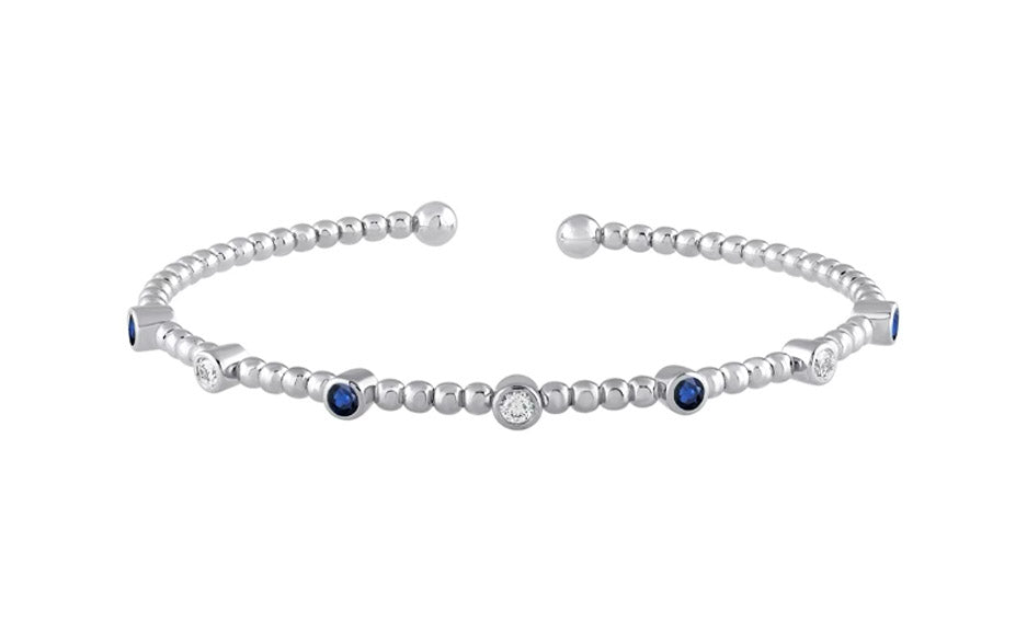 1/4 ctw Natural Diamonds with 3/8 ctw Rubys OR Sapphires Flexi Bangle Bracelet