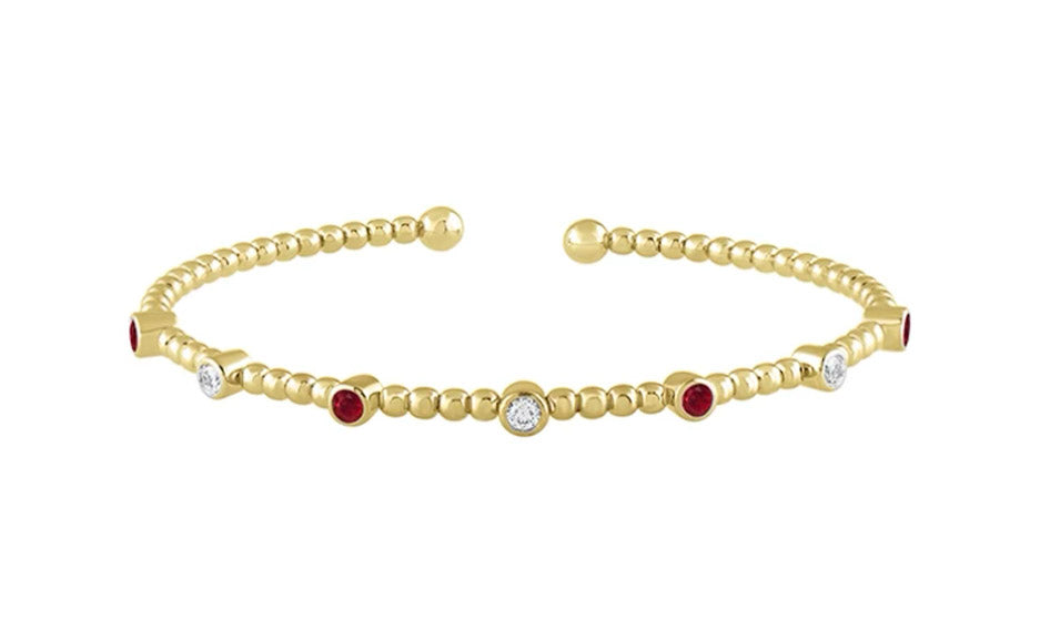 1/4 ctw Natural Diamonds with 3/8 ctw Rubys OR Sapphires Flexi Bangle Bracelet