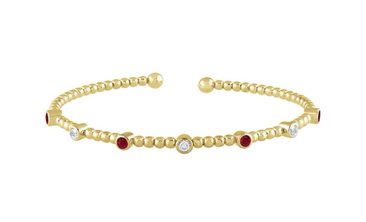 1/4 ctw Natural Diamonds with 3/8 ctw Rubys OR Sapphires Flexi Bangle Bracelet