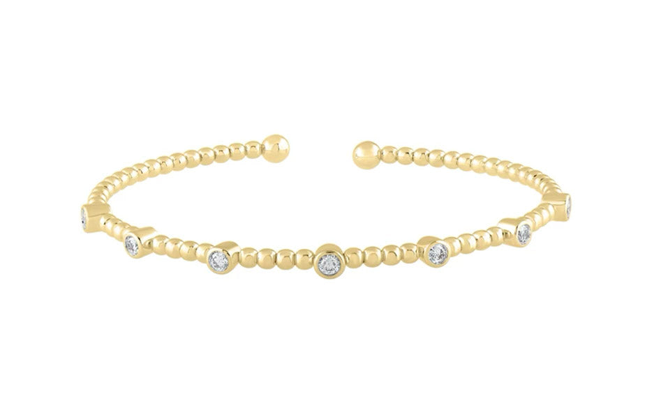 1/2 ctw Natural Diamonds OR 1/4 ctw Emeralds with 1/4 ctw Natural Diamonds Flexi Bangle Bracelet