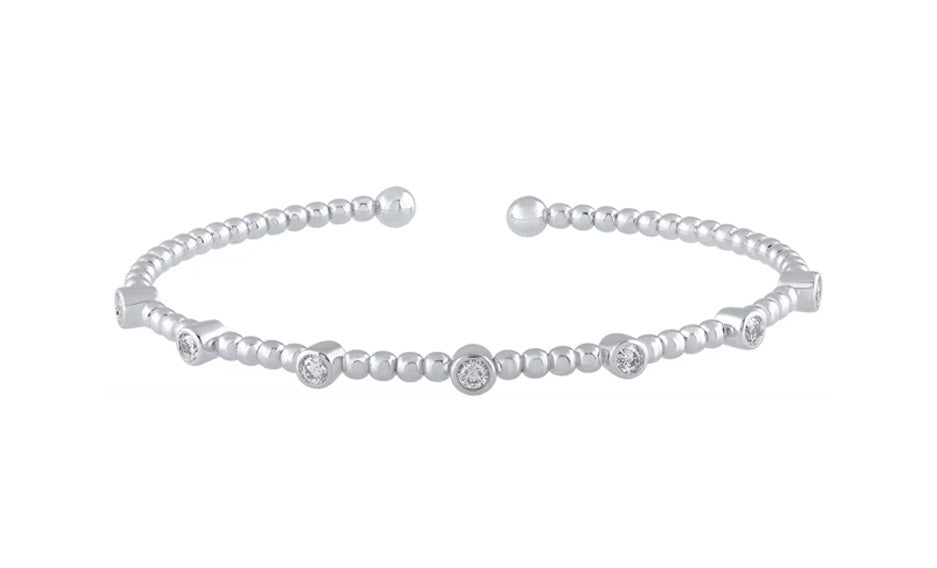 1/2 ctw Natural Diamonds OR 1/4 ctw Emeralds with 1/4 ctw Natural Diamonds Flexi Bangle Bracelet