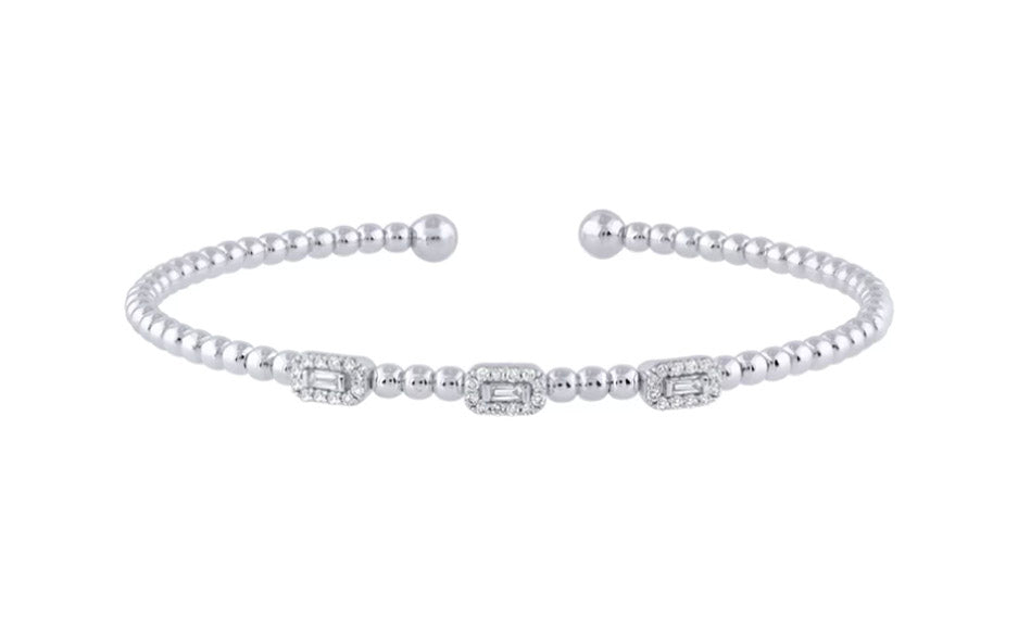 1/4 ctw Natural Diamonds 3 cluster Flexi Bangle Bracelet