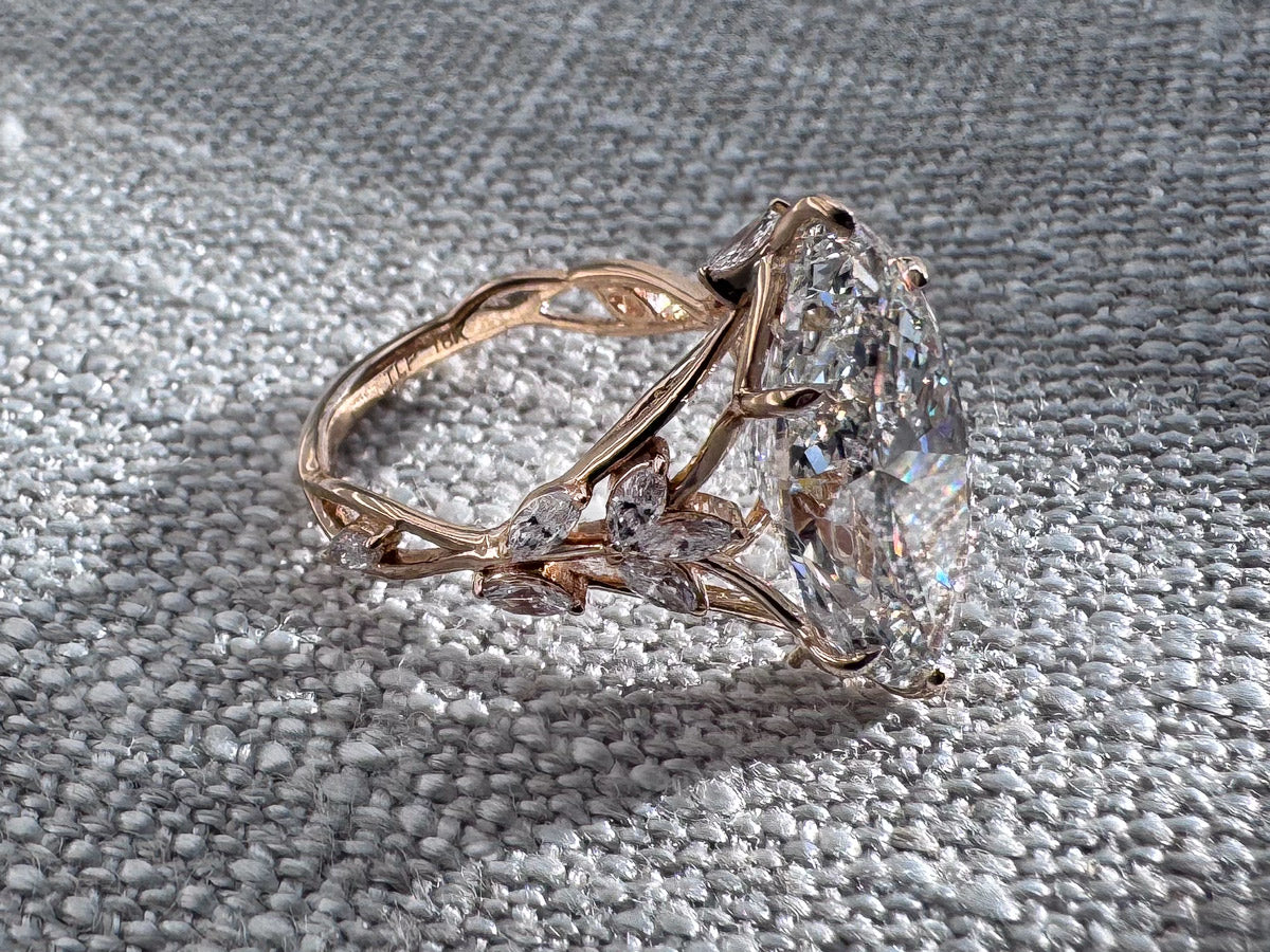 The Jackie - Marquise Lab Grown Diamond in 14k Yellow Gold Vine Engagement Ring