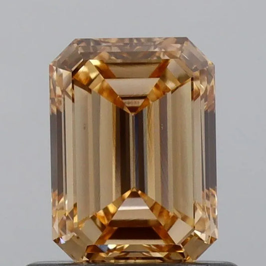 0.80ct Emerald Lab Grown Diamond (Colour Fancy Light Brown, Clarity VVS2, IGI Certified)