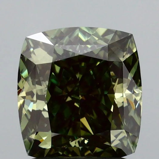 1.88ct Cushion modified Lab Grown Diamond (Colour Fancy Deep Green, Clarity VS1, IGI Certified)
