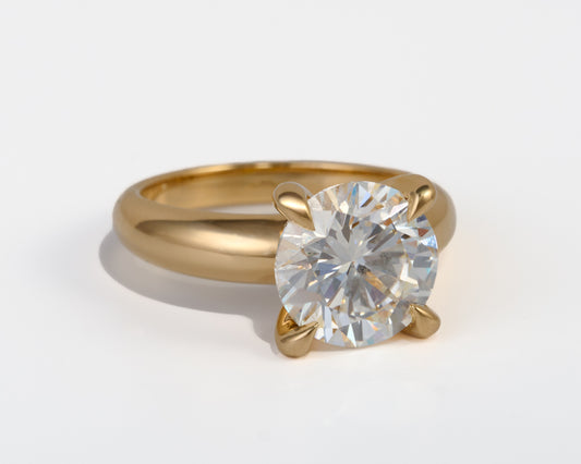 The Charlotte - Chunky Gold Statement Ring w/ Round Cut Lab Grown Diamond