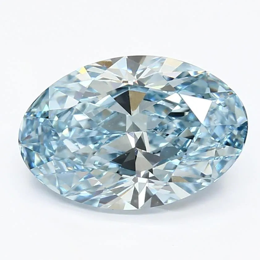 3.02ct Oval Lab Grown Diamond (Colour Fancy Vivid Blue, Clarity VVS2, IGI Certified)