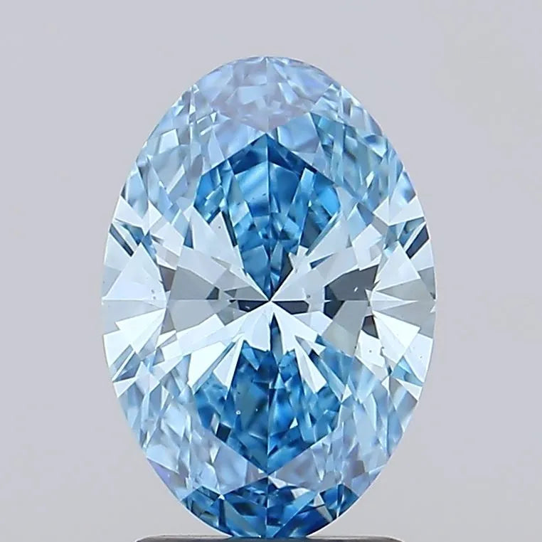 2.01ct Oval Lab Grown Diamond (Colour Fancy Vivid Blue, Clarity VS1, IGI Certified)