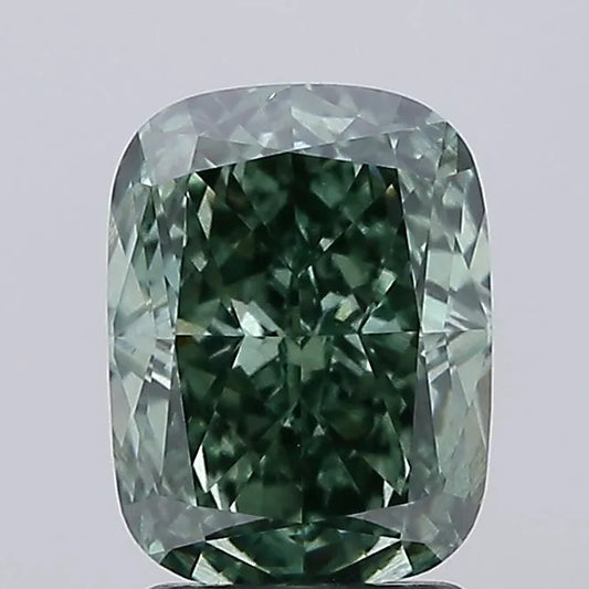 2.44ct Cushion brilliant Lab Grown Diamond (Colour Fancy Vivid Green, Clarity VS1, Cut GD, IGI Certified)