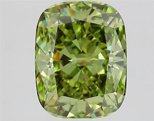 2.00ct Cushion brilliant Lab Grown Diamond (Colour Fancy Vivid Green, Clarity VS1, IGI Certified)