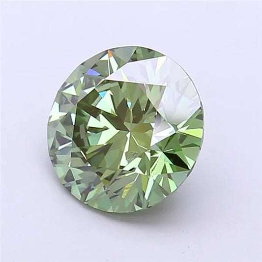 2.02ct Round Lab Grown Diamond (Colour Fancy Vivid Green, Clarity VVS2, Cut ID, IGI Certified)