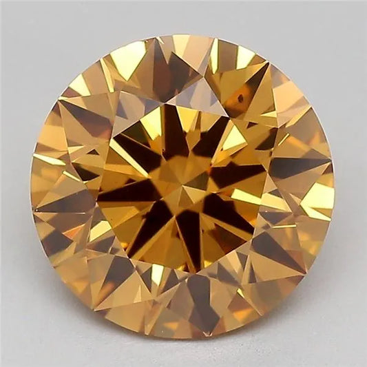 2.03ct Round Lab Grown Diamond (Colour Fancy Orangey Brown, Clarity VS2, Cut ID, IGI Certified)