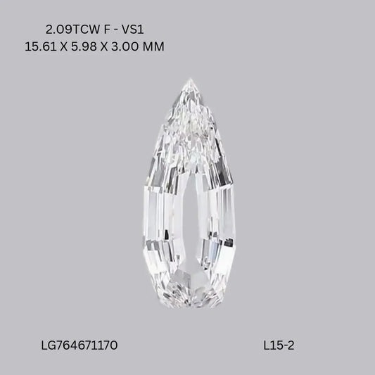 2.09ct Pear Lab Grown Diamond (Colour F, Clarity VS1, IGI Certified)