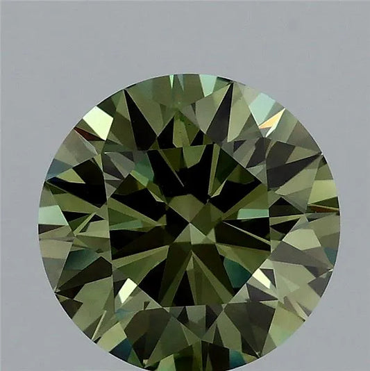 2.09ct Round Lab Grown Diamond (Colour Fancy Vivid Green, Clarity VS1, Cut ID, IGI Certified)