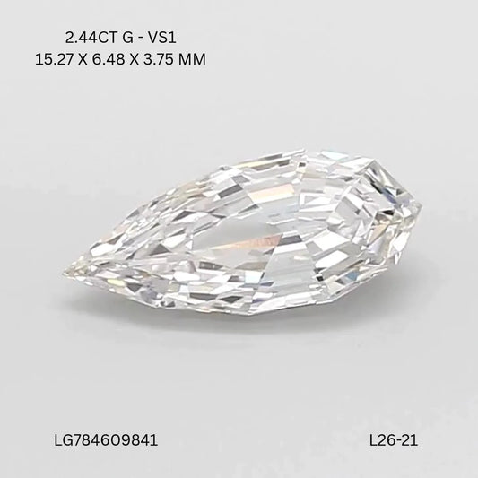 2.44ct Pear Lab Grown Diamond (Colour G, Clarity VS1, IGI Certified)