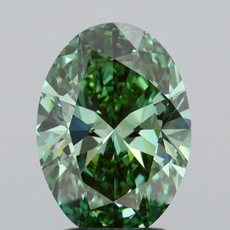 2.50ct Oval Lab Grown Diamond (Colour Fancy Vivid Green, Clarity VVS2, IGI Certified)