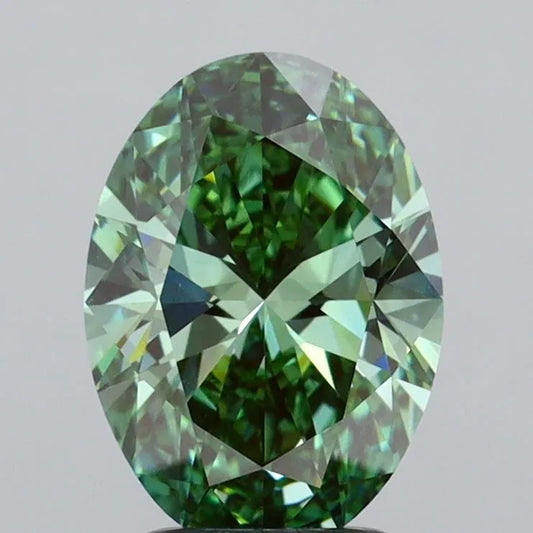 2.50ct Oval Lab Grown Diamond (Colour Fancy Vivid Green, Clarity VVS2, IGI Certified)