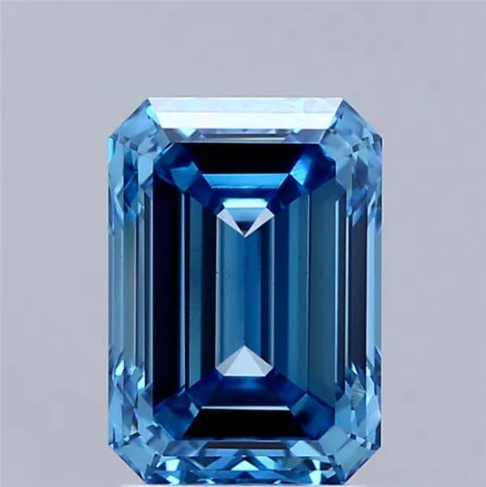 2.51ct Emerald Lab Grown Diamond (Colour Fancy Vivid Blue, Clarity VS1, IGI Certified)