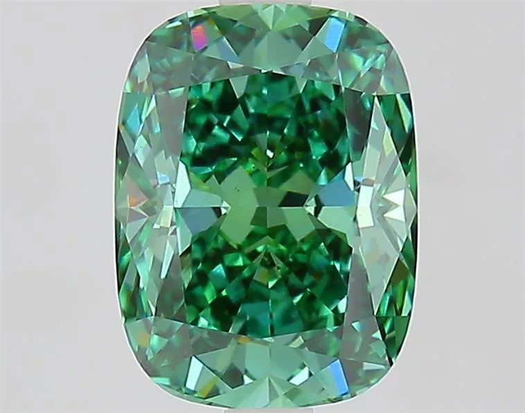 2.53ct Cushion modified Lab Grown Diamond (Colour Fancy Vivid Green, Clarity VS1, IGI Certified)