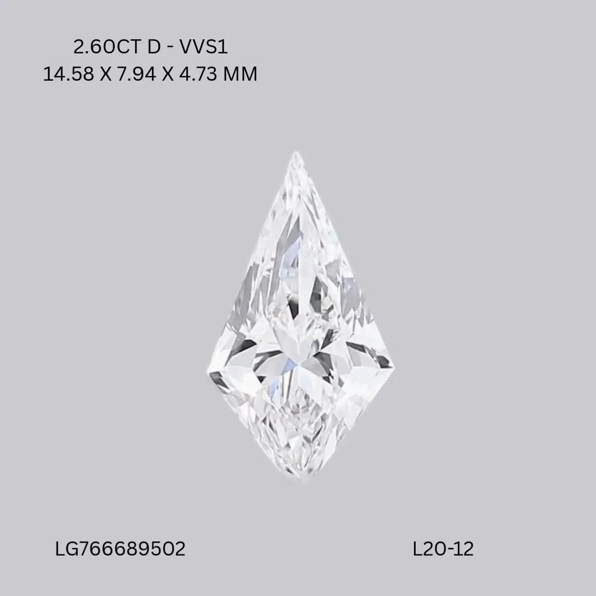 2.60ct Kite Lab Grown Diamond (Colour D, Clarity VVS1, IGI Certified)