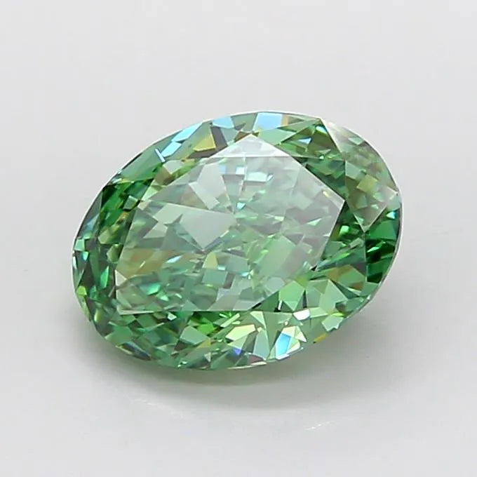 2.86ct Oval Lab Grown Diamond (Colour Fancy Vivid Green, Clarity VVS2, IGI Certified)