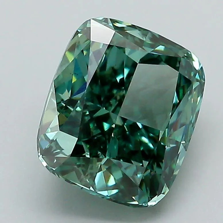 2.90ct Cushion modified Lab Grown Diamond (Colour Fancy Vivid Green, Clarity VS1, IGI Certified)