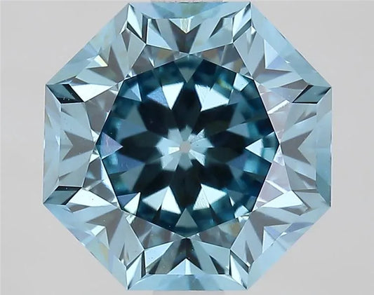 2.90ct Octagonal Lab Grown Diamond (Colour Fancy Vivid Blue, Clarity VS1, IGI Certified)