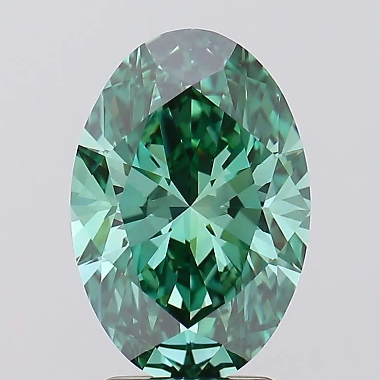 2.99ct Oval Lab Grown Diamond (Colour Fancy Vivid Green, Clarity VVS1, IGI Certified)