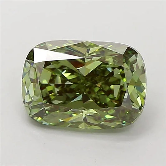2.50ct Cushion modified Lab Grown Diamond (Colour Fancy Vivid Green, Clarity VS1, IGI Certified)