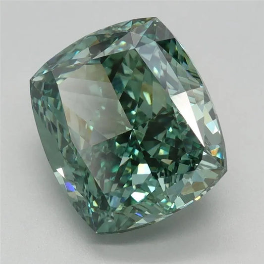 3.69ct Cushion modified Lab Grown Diamond (Colour Fancy Vivid Green, Clarity VS1, IGI Certified)