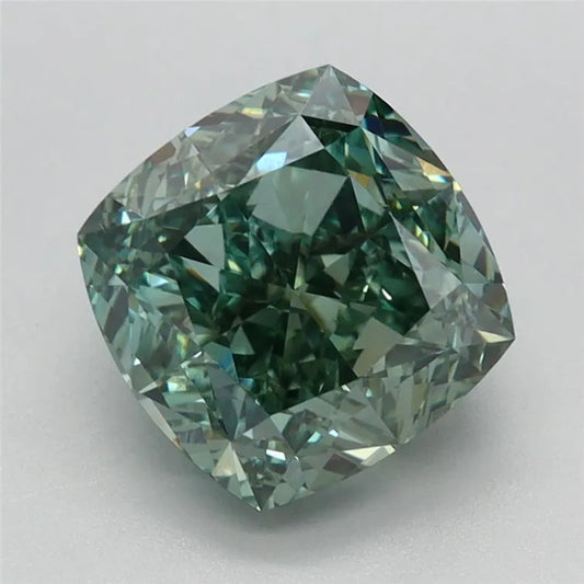 2.67ct Cushion modified Lab Grown Diamond (Colour Fancy Vivid Green, Clarity VS1, IGI Certified)