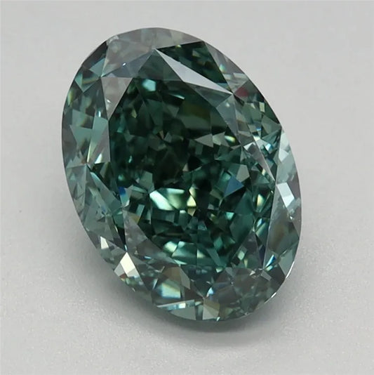 1.52ct Oval Lab Grown Diamond (Colour Fancy Vivid Green, Clarity VVS2, IGI Certified)