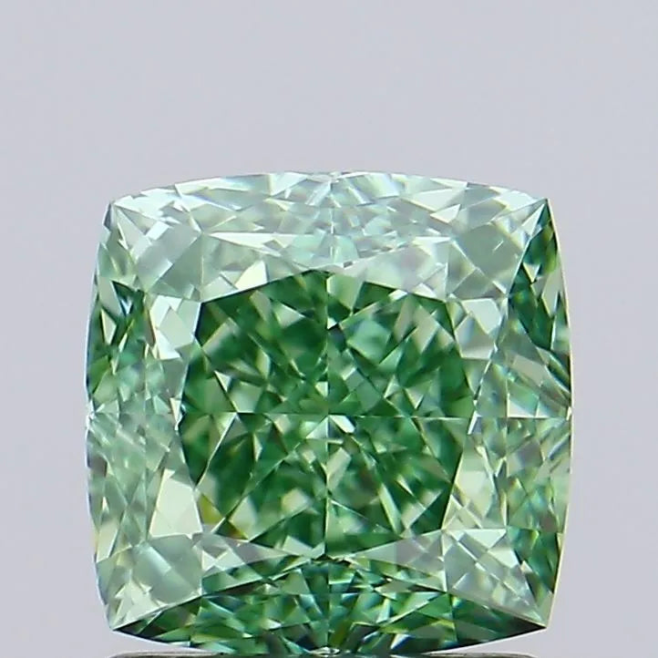 1.56ct Cushion modified Lab Grown Diamond (Colour Fancy Vivid Green, Clarity IF, IGI Certified)