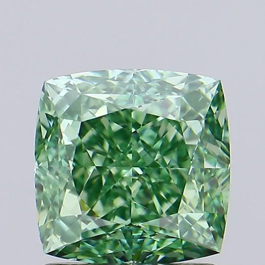 1.56ct Cushion modified Lab Grown Diamond (Colour Fancy Vivid Green, Clarity IF, IGI Certified)
