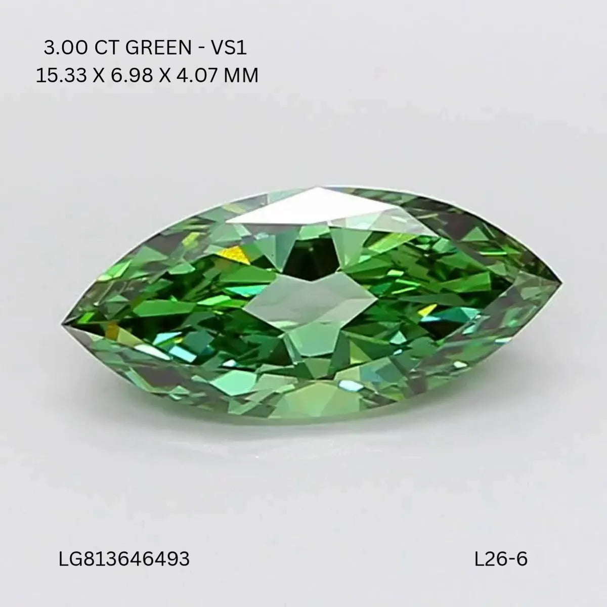 3.00ct Marquise Lab Grown Diamond (Colour Fancy Vivid Green, Clarity VS1, IGI Certified)